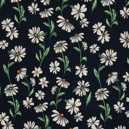 Viskose Jersey - Silzilien - Blumen schwarz weiss